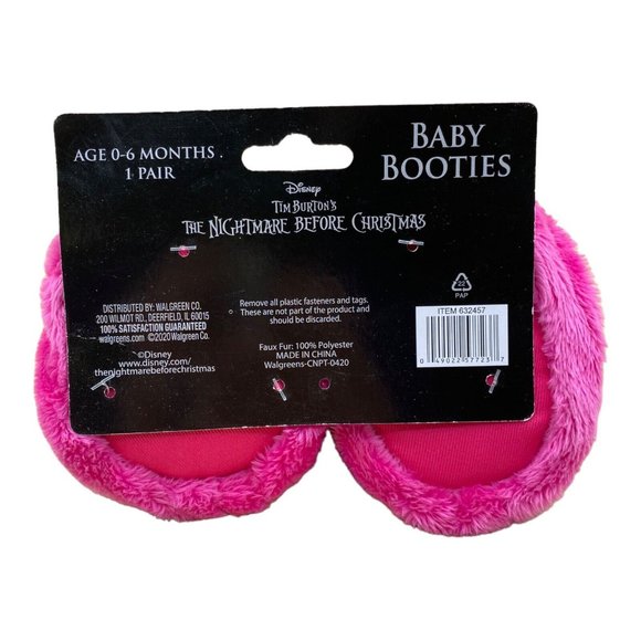 NEW Nightmare Before Christmas Pink SALLY BABY BOOTIES Shoes Plush 0-6 Months - Picture 2 of 9